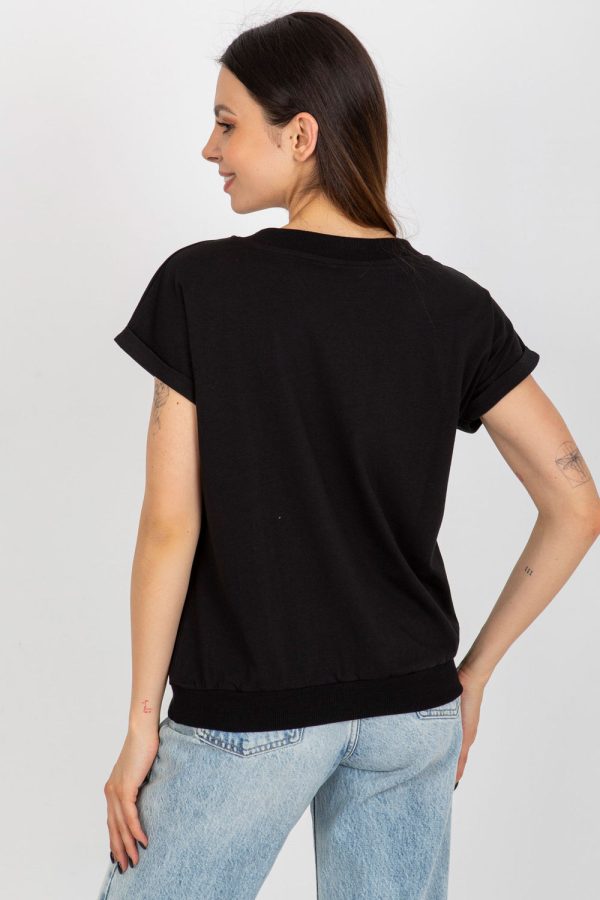 Black Blouse in Women`s Blouses, Tunics with Cotton and Spandex