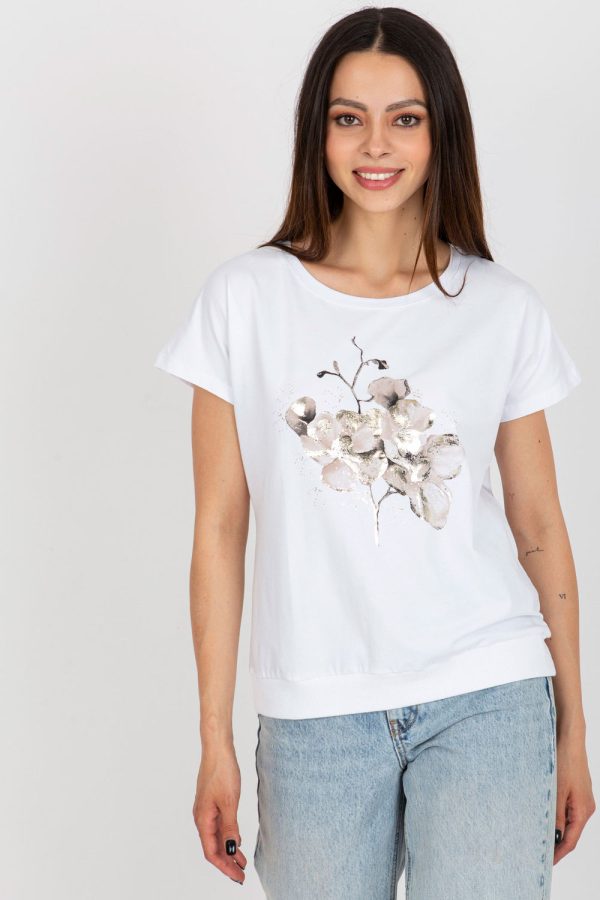 White Blouse in Women`s Blouses, Tunics with Cotton and Spandex