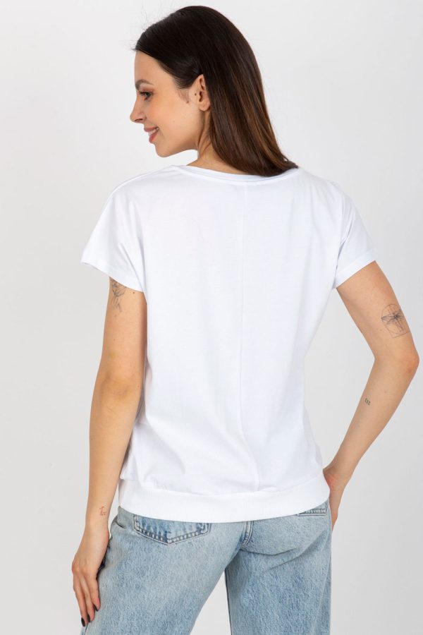White Blouse in Women`s Blouses, Tunics with Cotton and Spandex