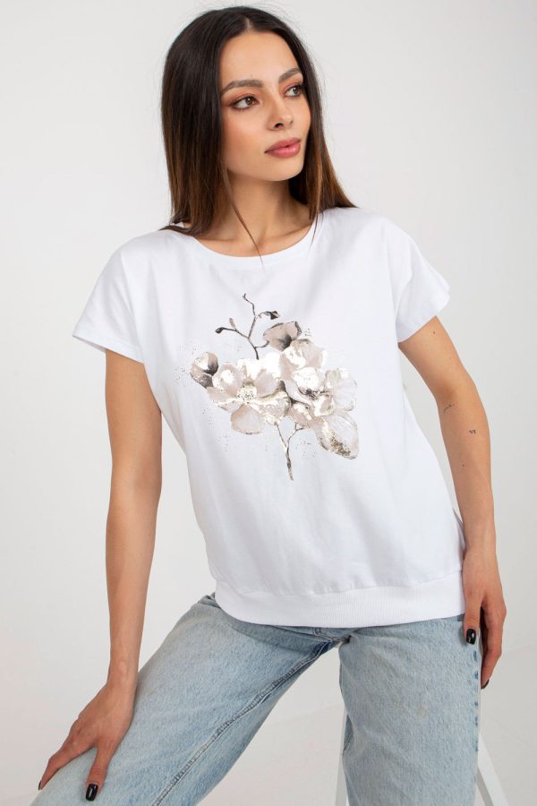 White Blouse in Women`s Blouses, Tunics with Cotton and Spandex