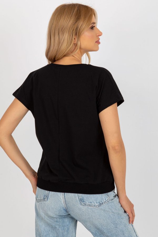 Black Blouse in Women`s Blouses, Tunics with Cotton and Spandex