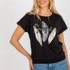 Black Blouse in Women`s Blouses, Tunics with Cotton and Spandex
