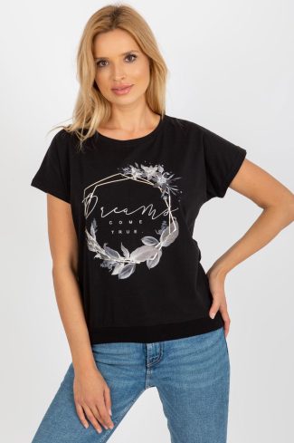 Black Blouse in Women`s Blouses, Tunics with Cotton and Spandex