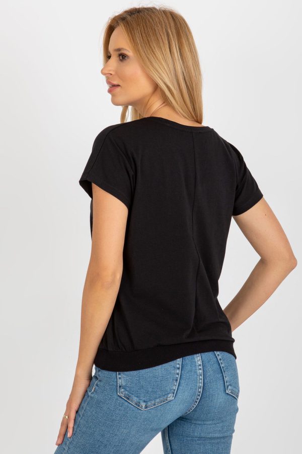 Black Blouse in Women`s Blouses, Tunics with Cotton and Spandex