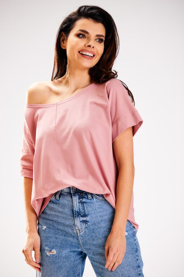 Pink Blouse in Women`s Blouses, Tunics with Cotton and Lycra