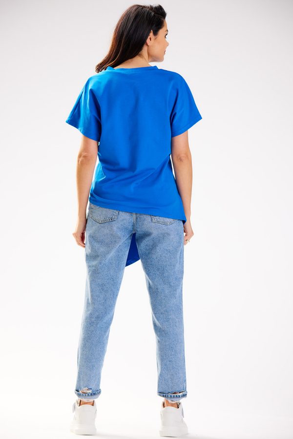 Blue Blouse in Women`s Blouses, Tunics with Cotton and Lycra