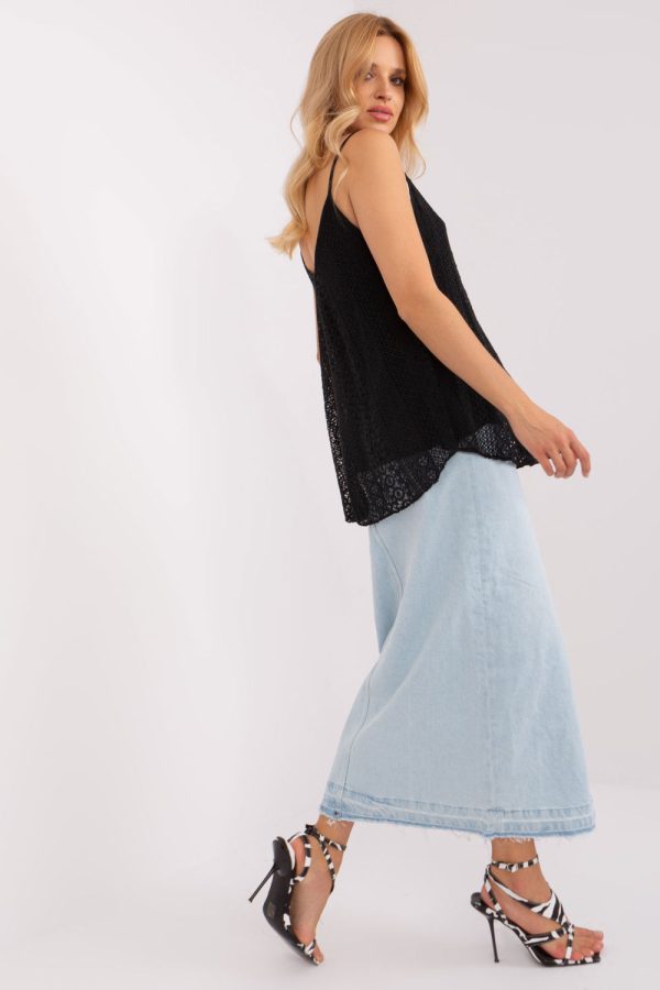 Black Top in Undershirts / Tops with Cotton and Spandex