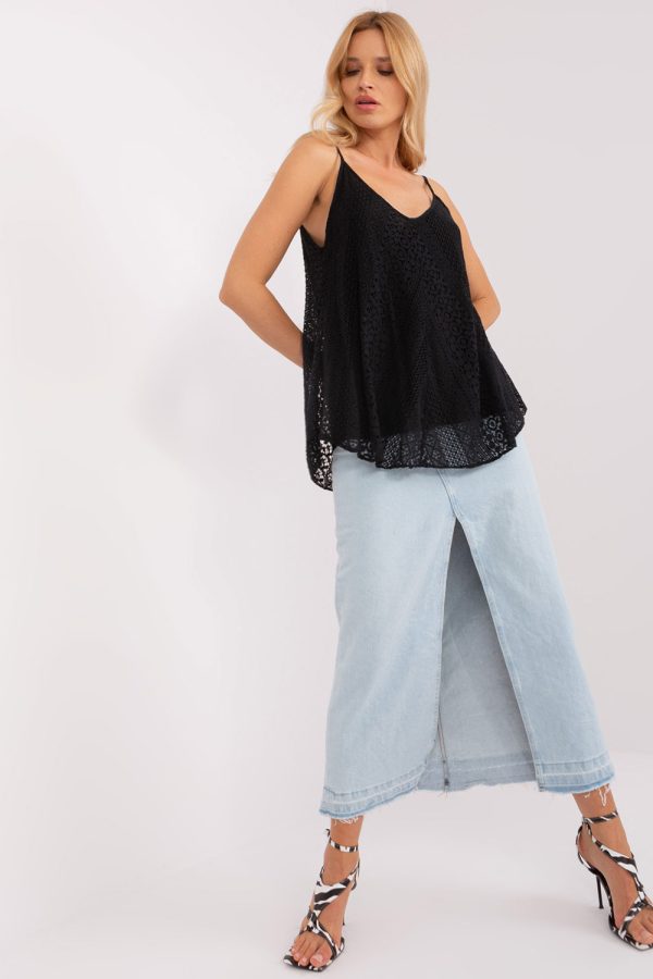 Black Top in Undershirts / Tops with Cotton and Spandex
