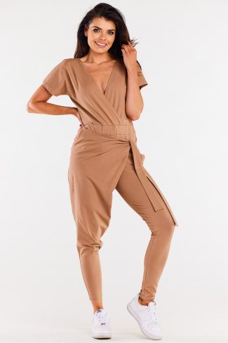 Beige Suit in Pants, Trousers, Shorts with Cotton and Lycra