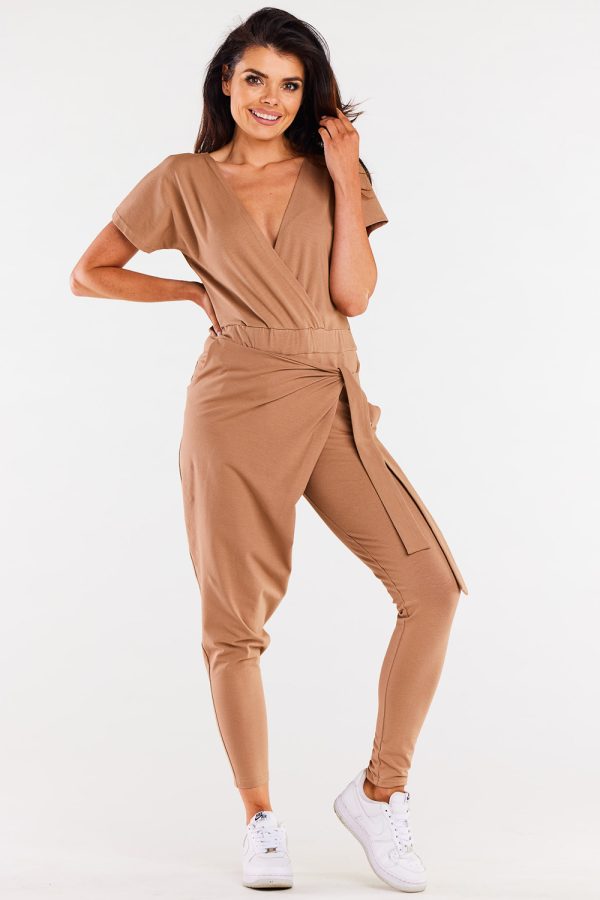 Beige Suit in Pants, Trousers, Shorts with Cotton and Lycra