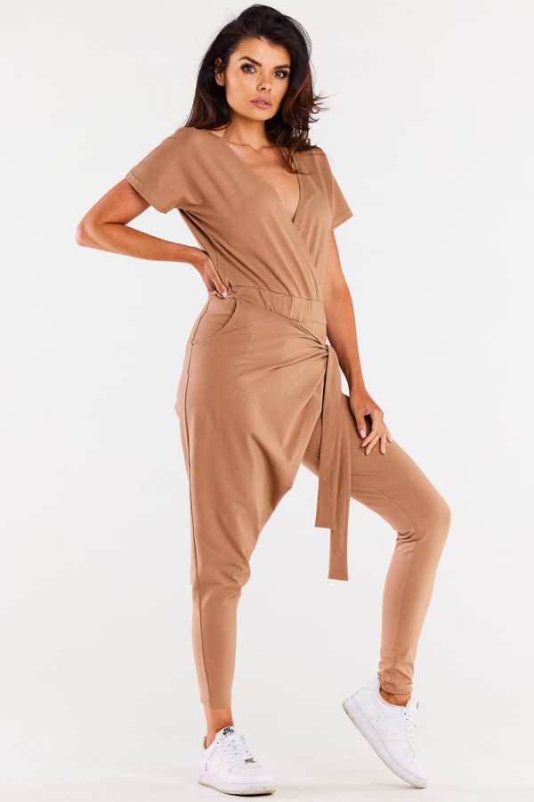 Beige Suit in Pants, Trousers, Shorts with Cotton and Lycra
