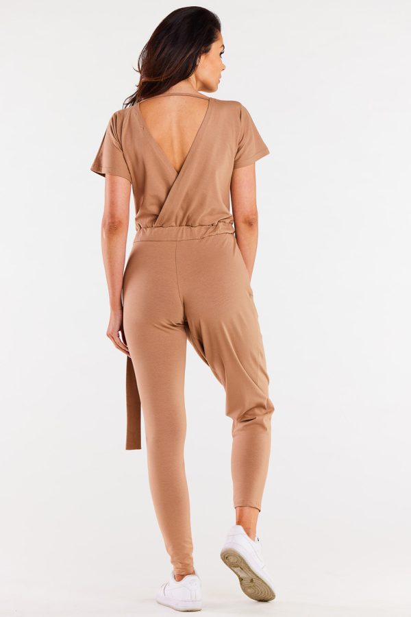 Beige Suit in Pants, Trousers, Shorts with Cotton and Lycra