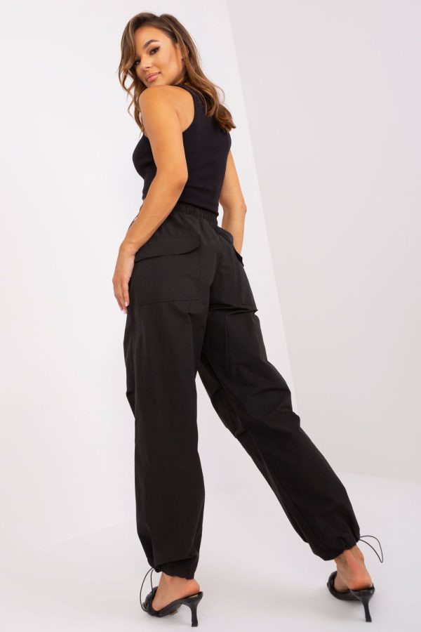 Black Women Trousers in Pants, Trousers, Shorts with Cotton and Polyester