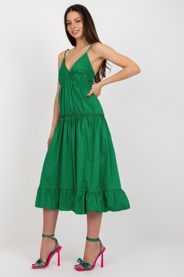 Green Daydress in Day Dresses with Cotton and Spandex