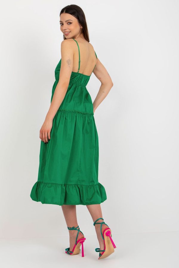 Green Daydress in Day Dresses with Cotton and Spandex
