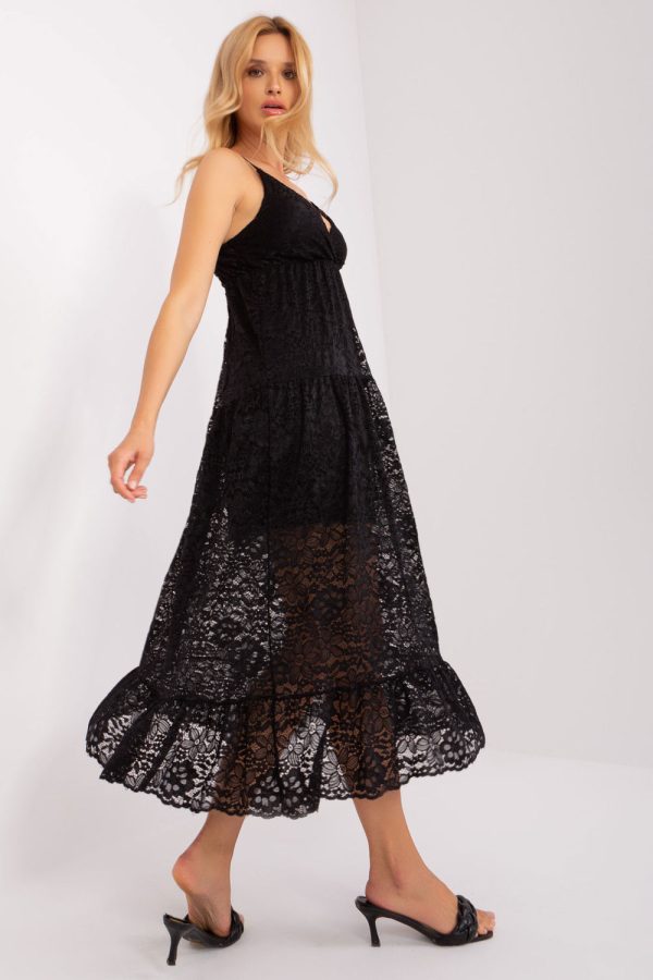 Black Daydress in Day Dresses with Spandex and Polyamide