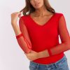 Red Blouse in Women`s Blouses, Tunics with Cotton and Spandex