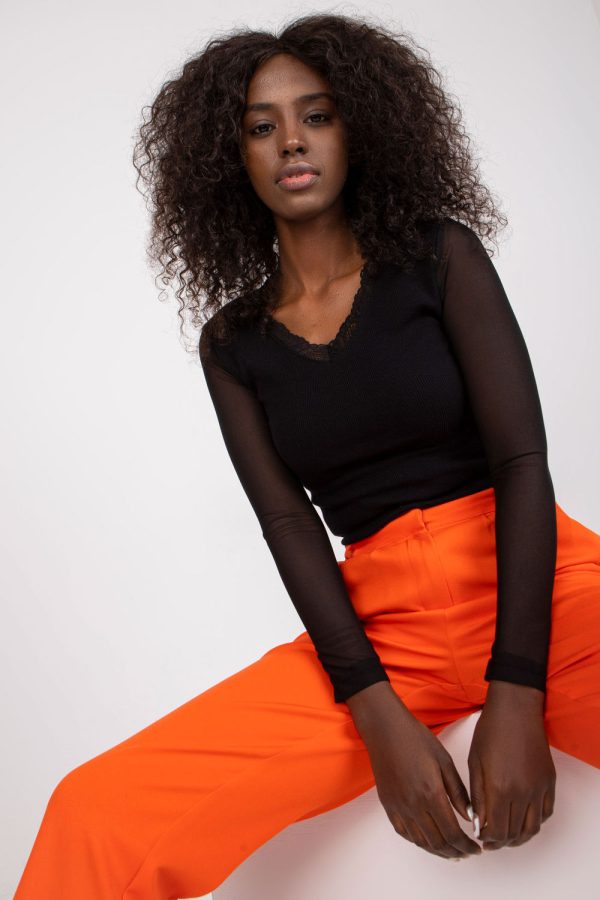 Black Blouse in Women`s Blouses, Tunics with Cotton and Spandex