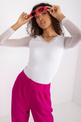 White Blouse in Women`s Blouses, Tunics with Cotton and Spandex