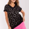 Black Blouse in Women`s Blouses, Tunics with Cotton and Spandex