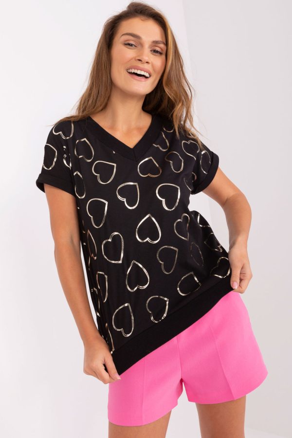 Black Blouse in Women`s Blouses, Tunics with Cotton and Spandex