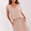987313 Beige Daydress in Day Dresses with Spandex and Viscose