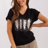 987336 Black Blouse in Women`s Blouses, Tunics with Cotton and Spandex