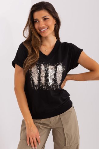 Black Blouse in Women`s Blouses, Tunics with Cotton and Spandex