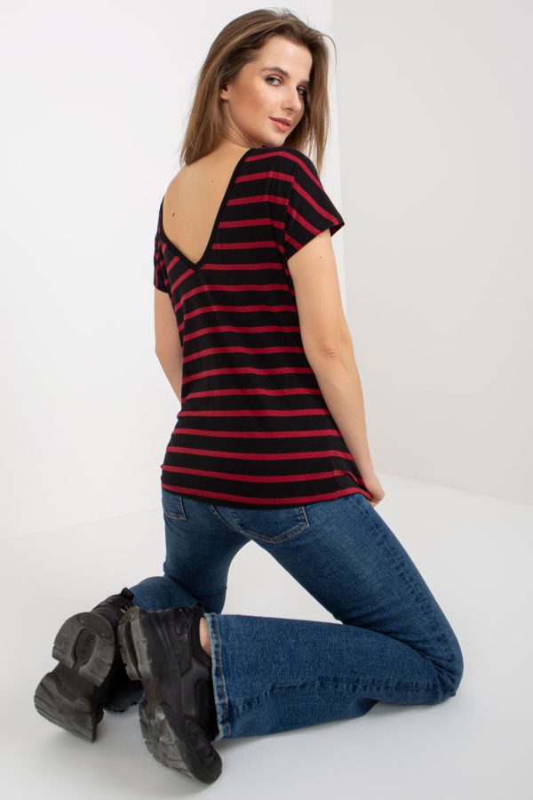 Black T-shirt in Women`s Tops, T-shirts, Singlets with Cotton and Spandex
