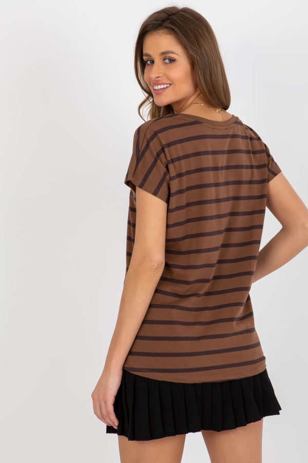 Brown T-shirt in Women`s Tops, T-shirts, Singlets with Cotton and Spandex