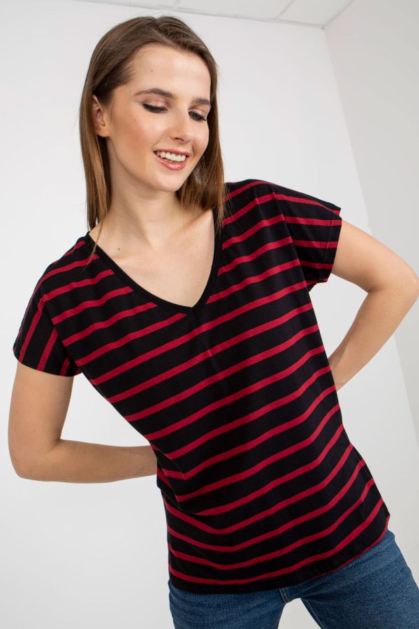 Black T-shirt in Women`s Tops, T-shirts, Singlets with Cotton and Spandex