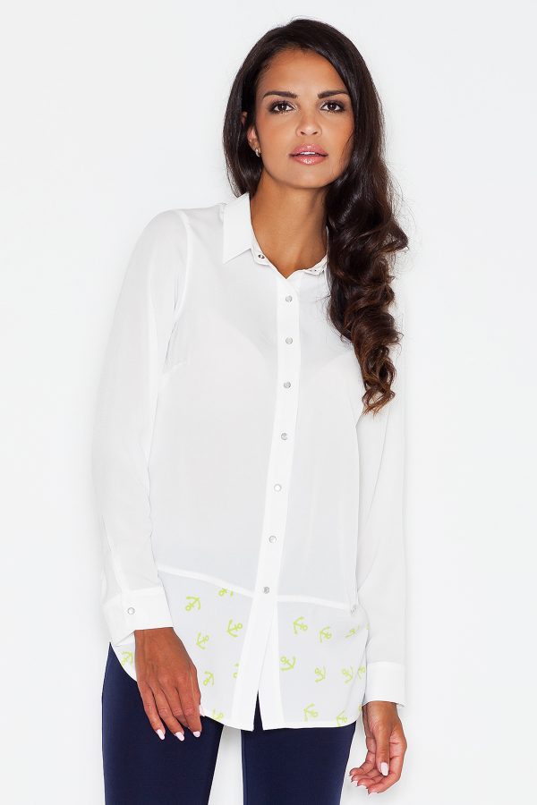 Beige Shirt in Shirts For Women with Spandex, Polyester and Viscose