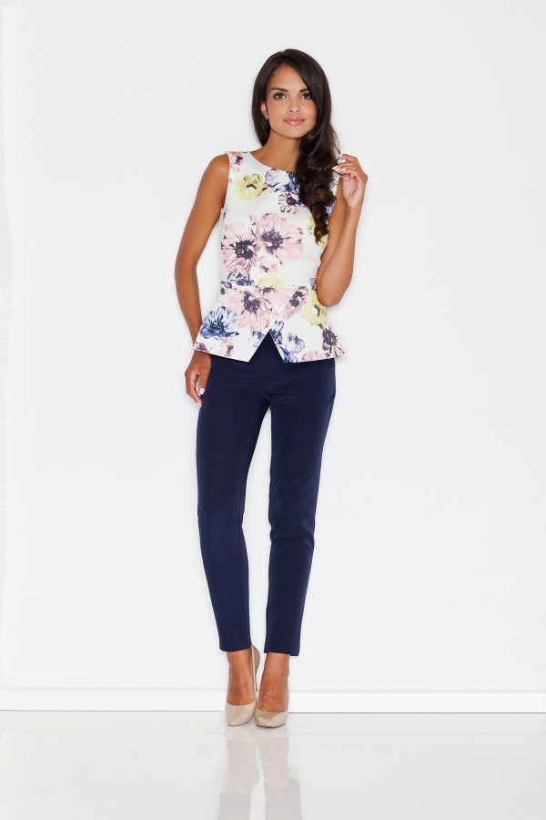 Blue Women Trousers in Formal Trousers For Ladies with Spandex and Polyester