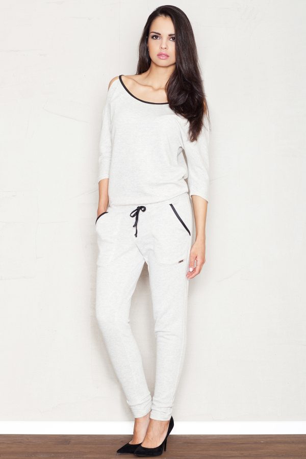 Grey Suit in Playsuits For Women with Cotton, Spandex and Polyester