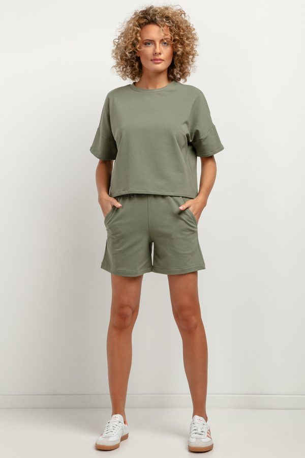 Green Blouse in Women`s Blouses, Tunics with Cotton and Polyester