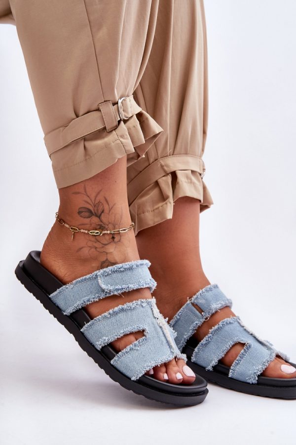 Blue Flip-flops in Sandals & Flip-Flops For Women with Fabric, Footbed and Platform Height