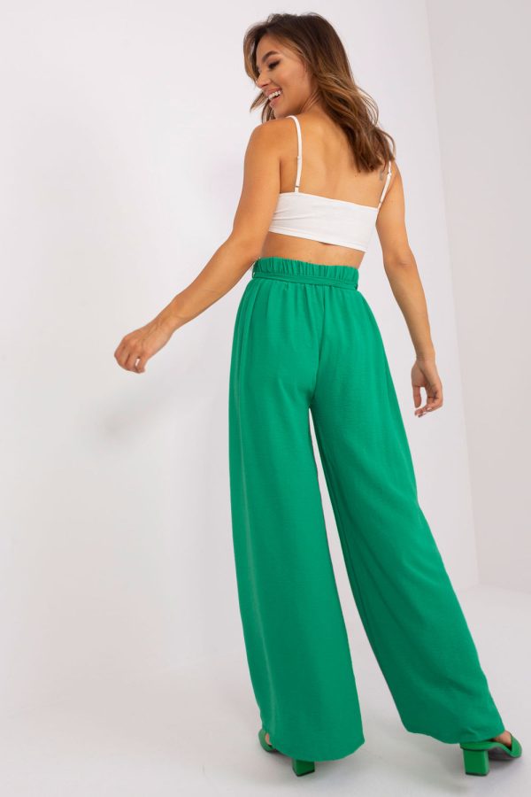 Green Women Trousers in Pants, Trousers, Shorts with Spandex and Polyester