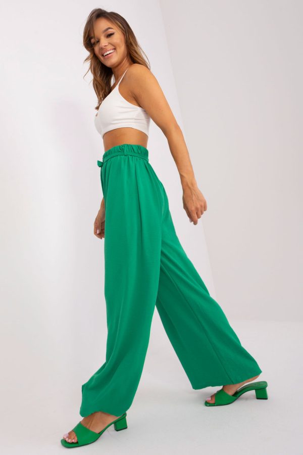 Green Women Trousers in Pants, Trousers, Shorts with Spandex and Polyester