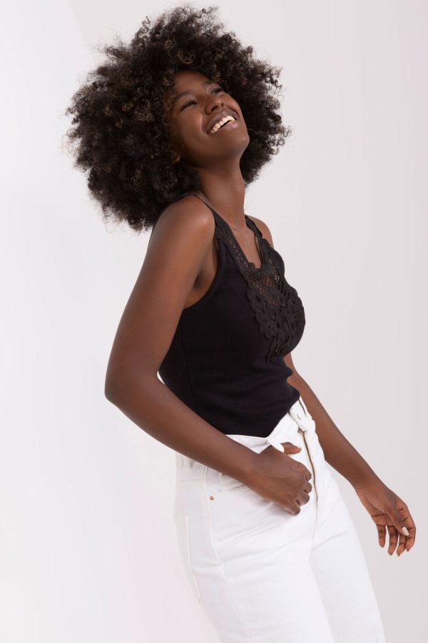 Black Top in Undershirts / Tops with Cotton and Spandex