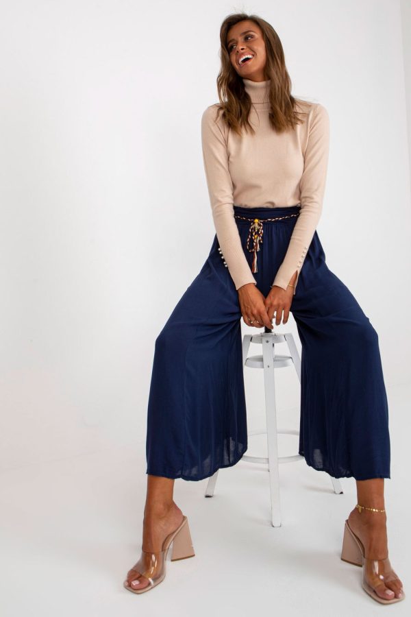 Navy Blue Women Trousers in Pants, Trousers, Shorts with Viscose