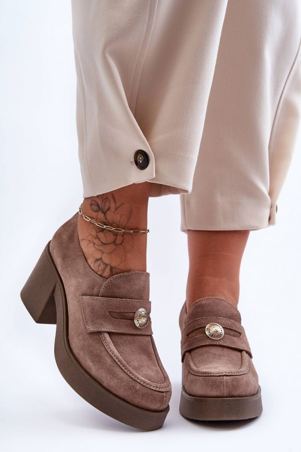 Beige Heeled Low Shoes in Women`s Ankle Boots & Booties with Fabric, Footbed, Heel Height and Platform Height