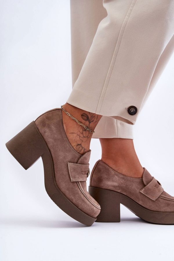 Beige Heeled Low Shoes in Women`s Ankle Boots & Booties with Fabric, Footbed, Heel Height and Platform Height