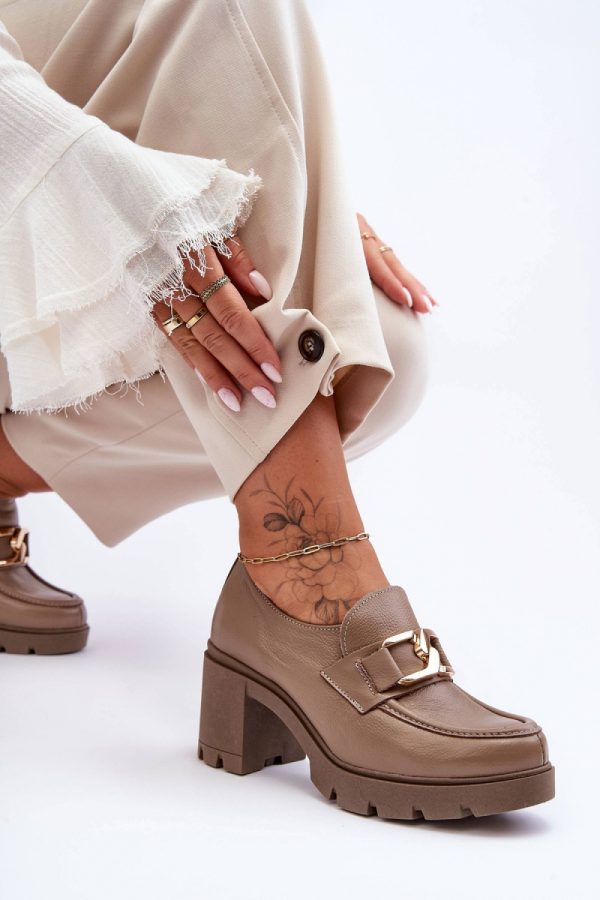 Beige Heeled Low Shoes in Women`s Ankle Boots & Booties with Fabric, Footbed, Upper Height, Heel Height and Platform Height