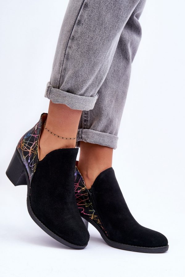 Black Heel Boots in Women`s Ankle Boots & Booties with Fabric, Footbed, Upper Height and Heel Height