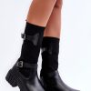991004.jpg Black Thigh-Hight Boots in Over The Knee High Boots, Thigh High Boots with Fabric, Footbed, Upper Height, Heel Height and Platform Height