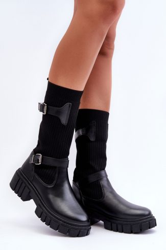 991004.jpg Black Thigh-Hight Boots in Over The Knee High Boots, Thigh High Boots with Fabric, Footbed, Upper Height, Heel Height and Platform Height