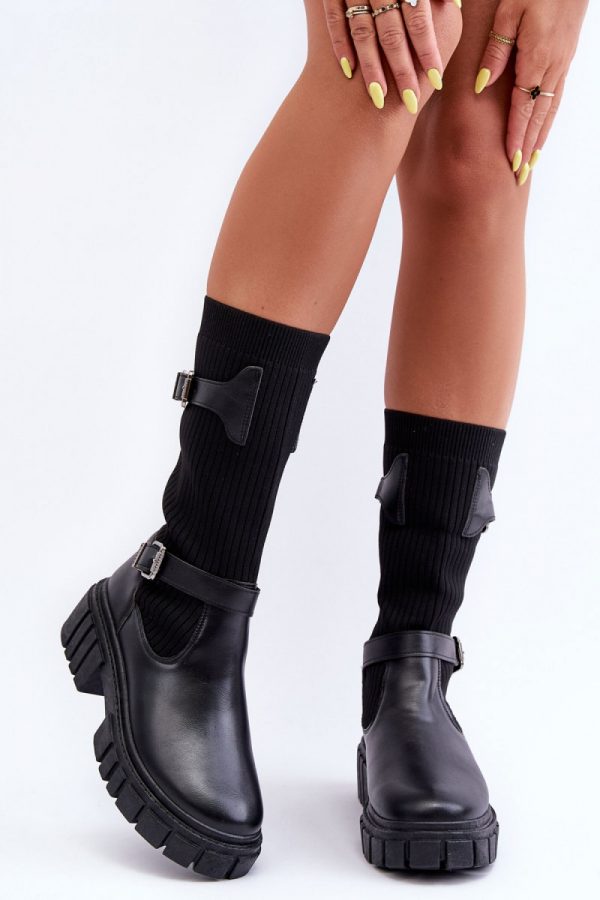 Black Thigh-Hight Boots in Over The Knee High Boots, Thigh High Boots with Fabric, Footbed, Upper Height, Heel Height and Platform Height