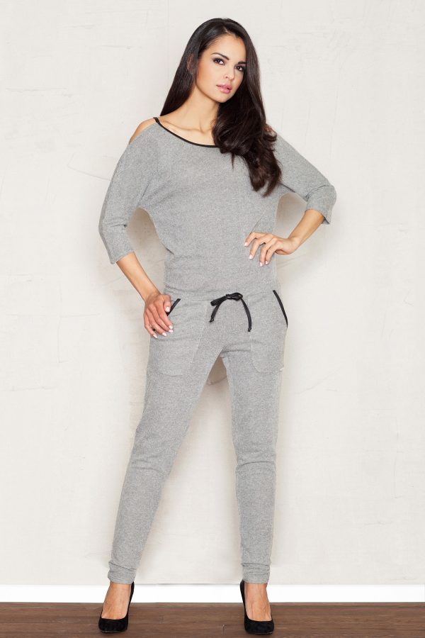 Grey Suit in Playsuits For Women with Cotton, Spandex and Polyester