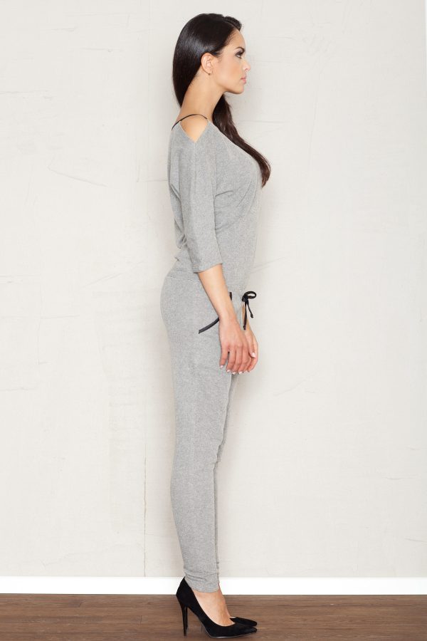 Grey Suit in Playsuits For Women with Cotton, Spandex and Polyester