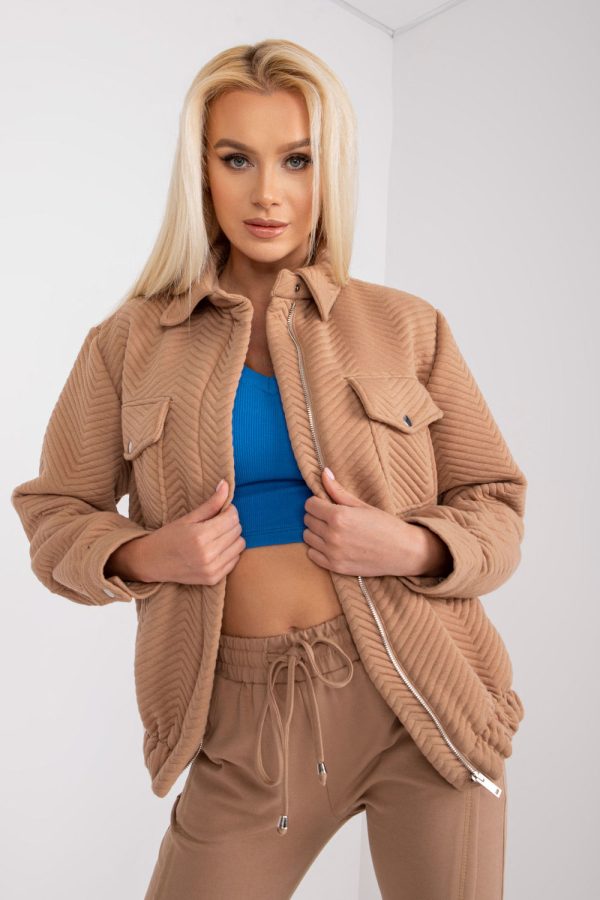 Brown Jacket in Women`s Coats, Jackets with Polyester
